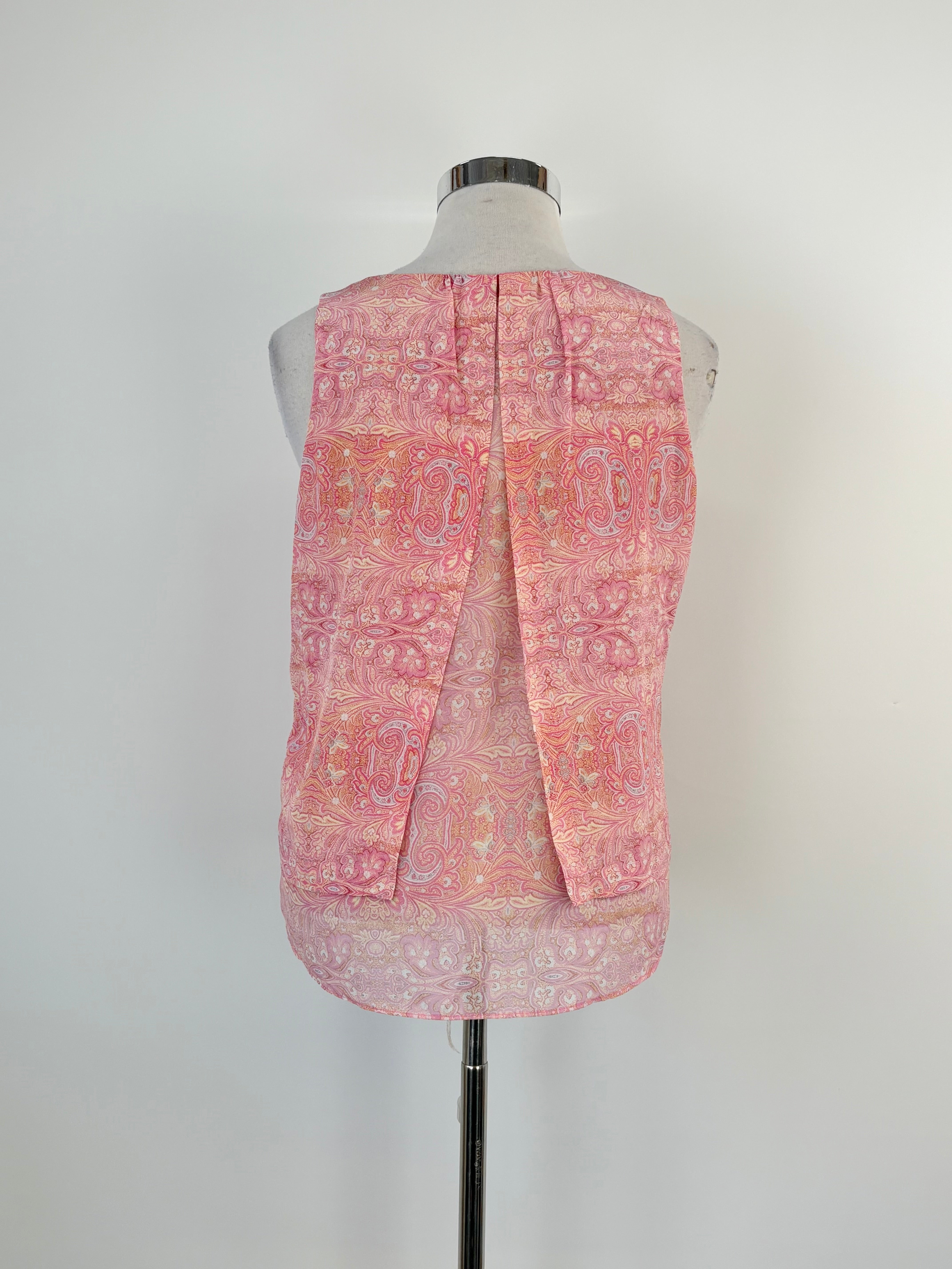 Kachel Pink Silk Paisley Georgette Sleeveless Top - AU12