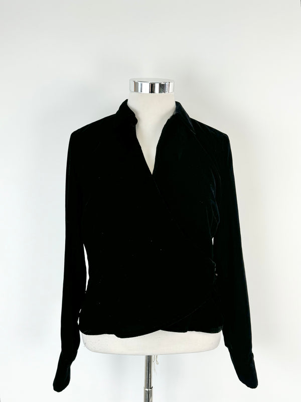 Ann Taylor Loft Black Velvet Wrap Top - AU14