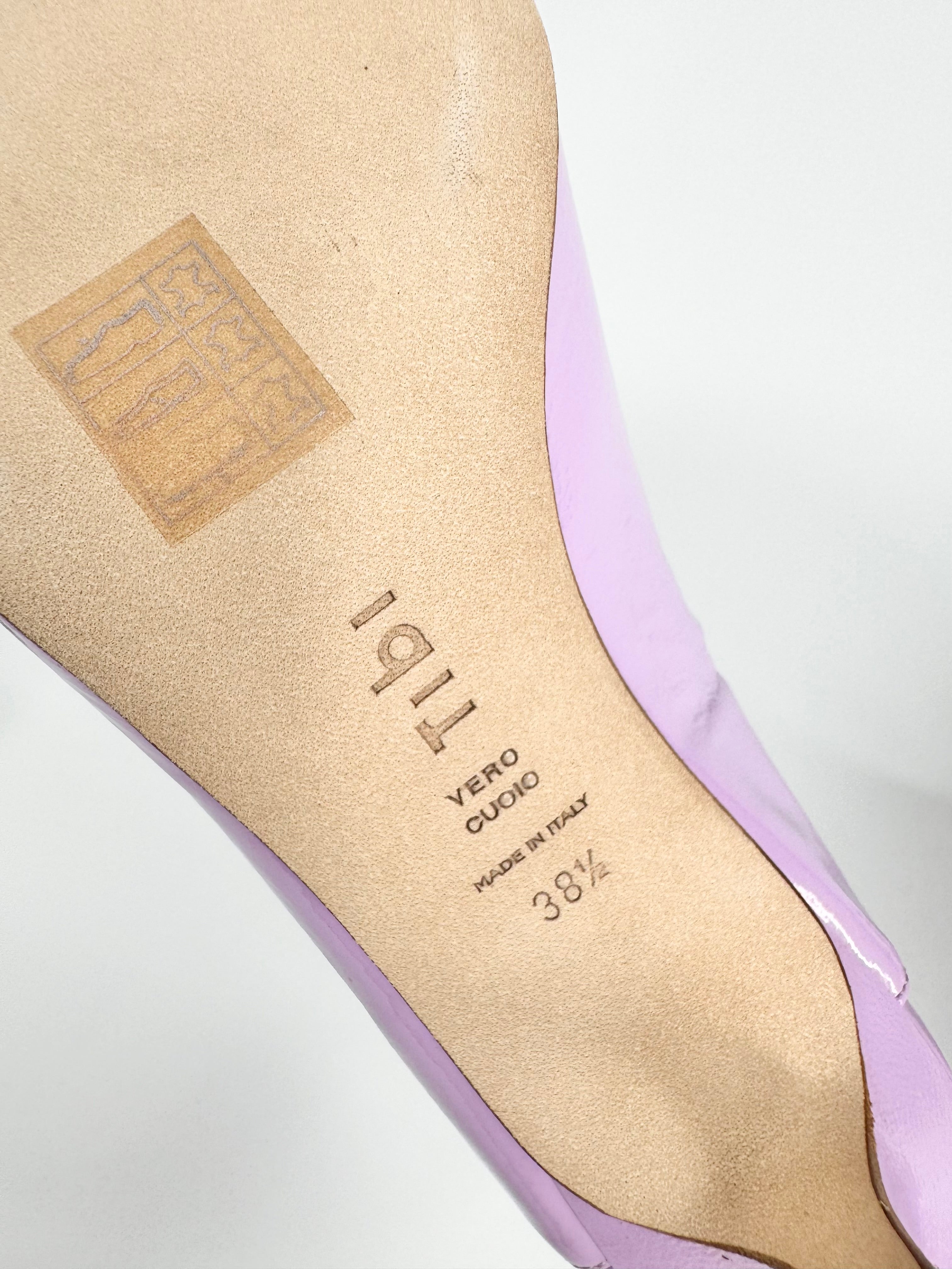 Tibi Lavender 'Jase Crinkled' Patent Leather Mules NWT - EU38.5