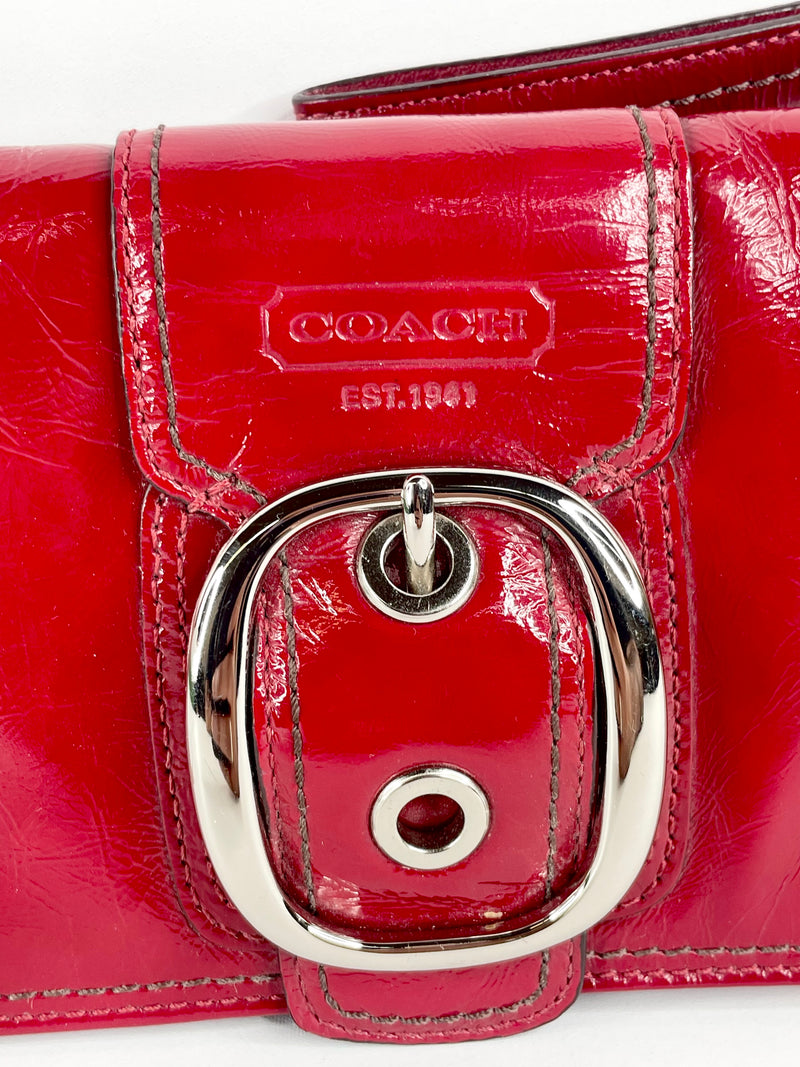 Coach Crimson Red Patent Leather Wristlet