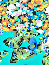 Kenzo Turquoise Floral Silk Scarf