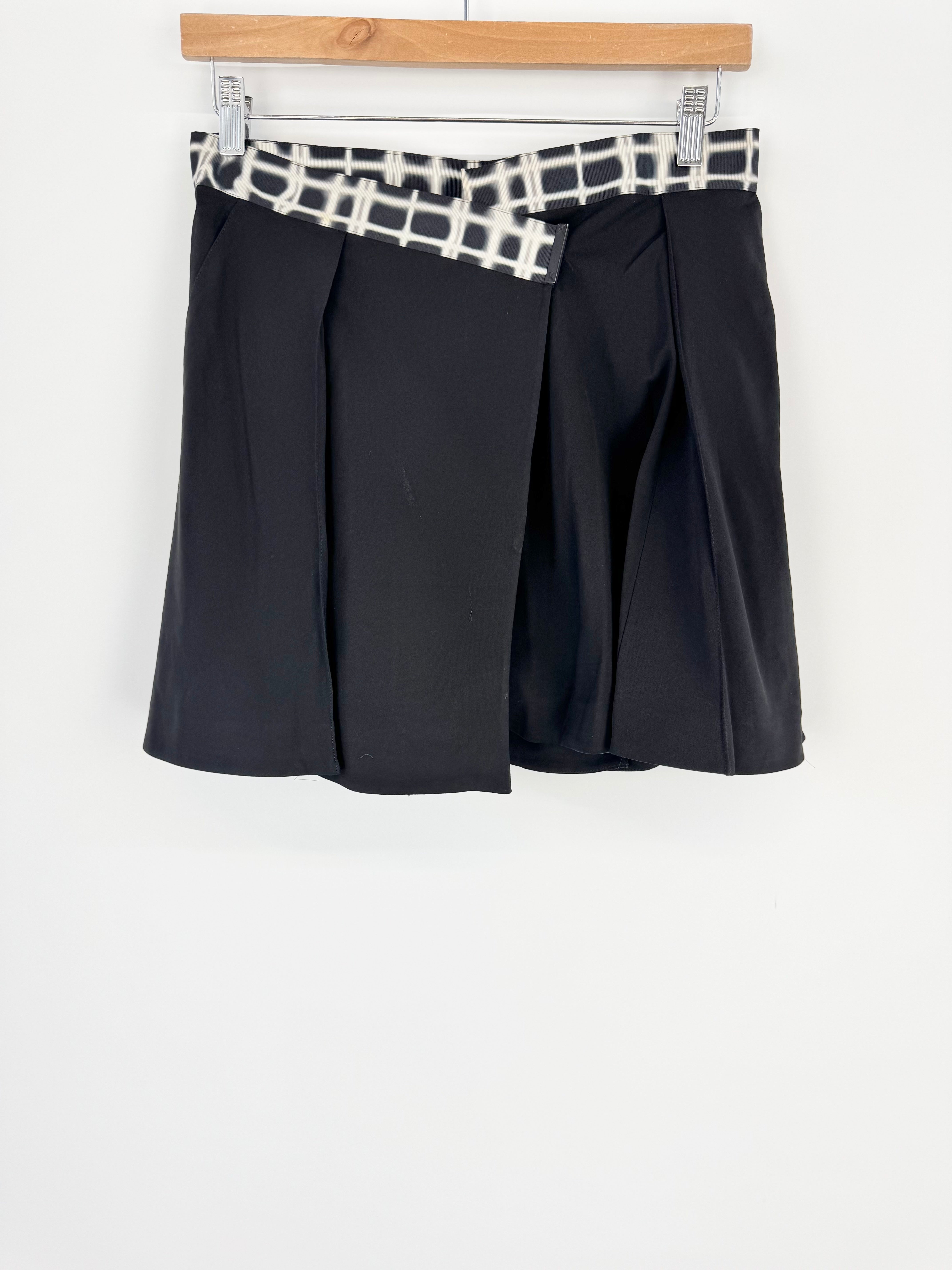 Kenzo Paris Black Wrap & Pleated Mini Skirt - AU8/10