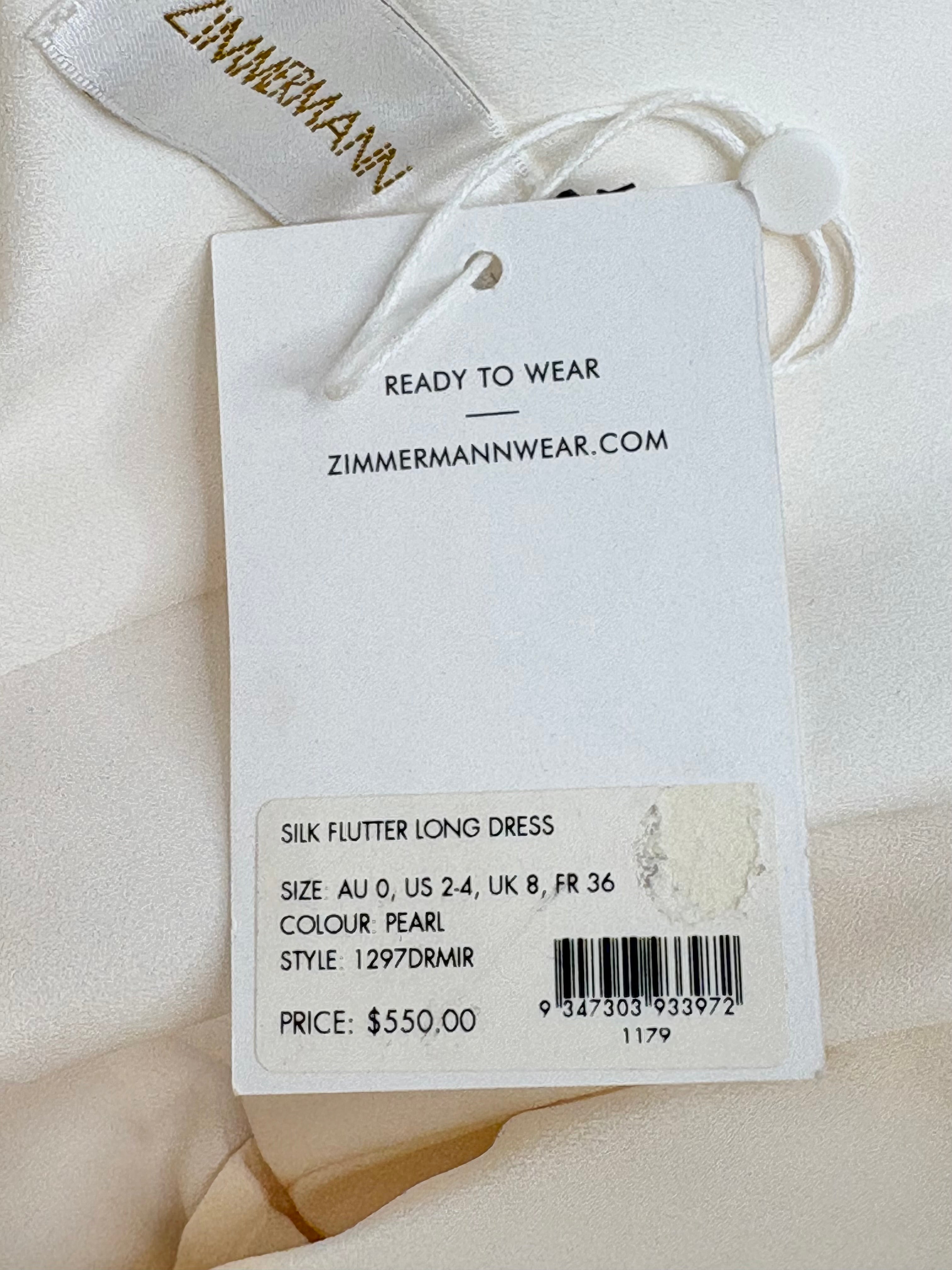Zimmermann Pearl Silk Flutter Midi Dress - AU8