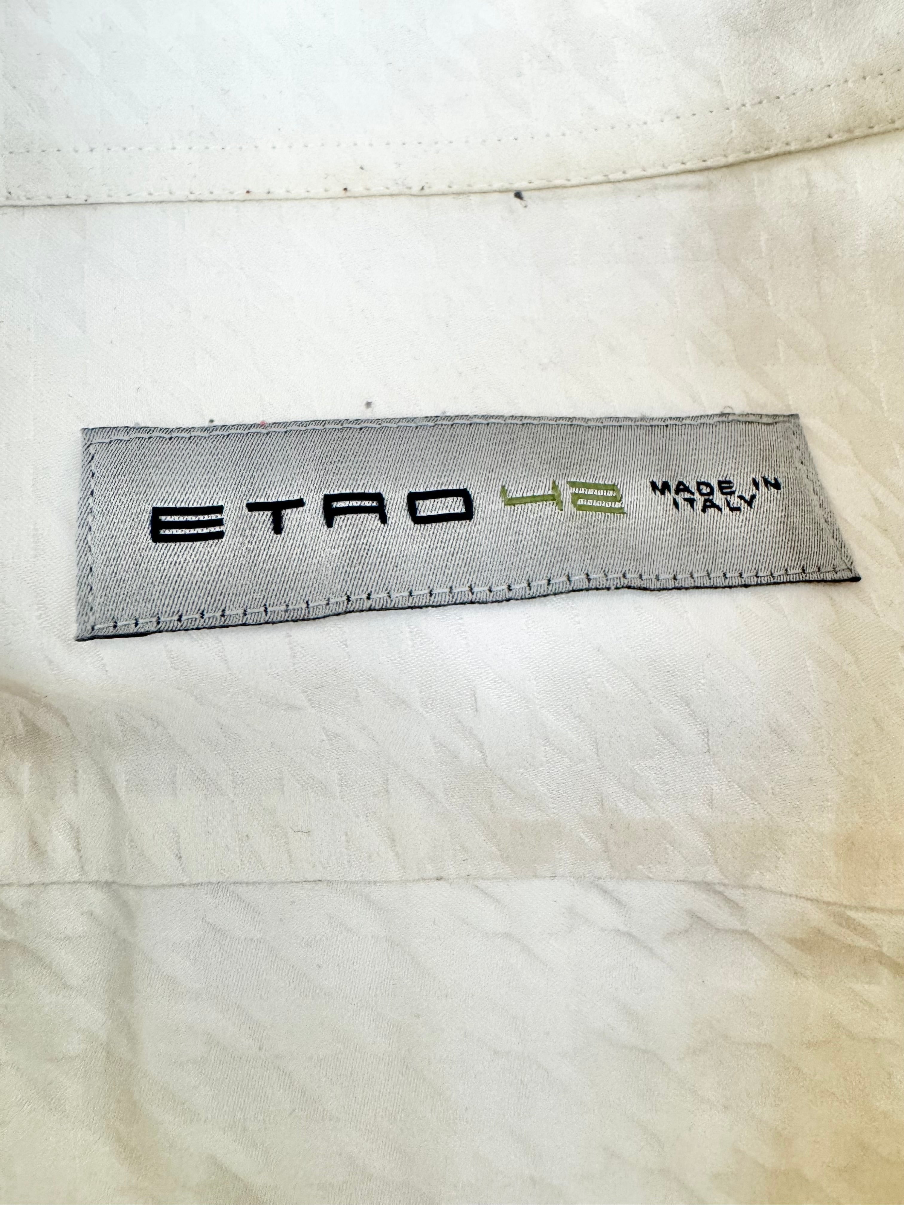 Etro Milano Cream Houndstooth Pattern Shirt - M