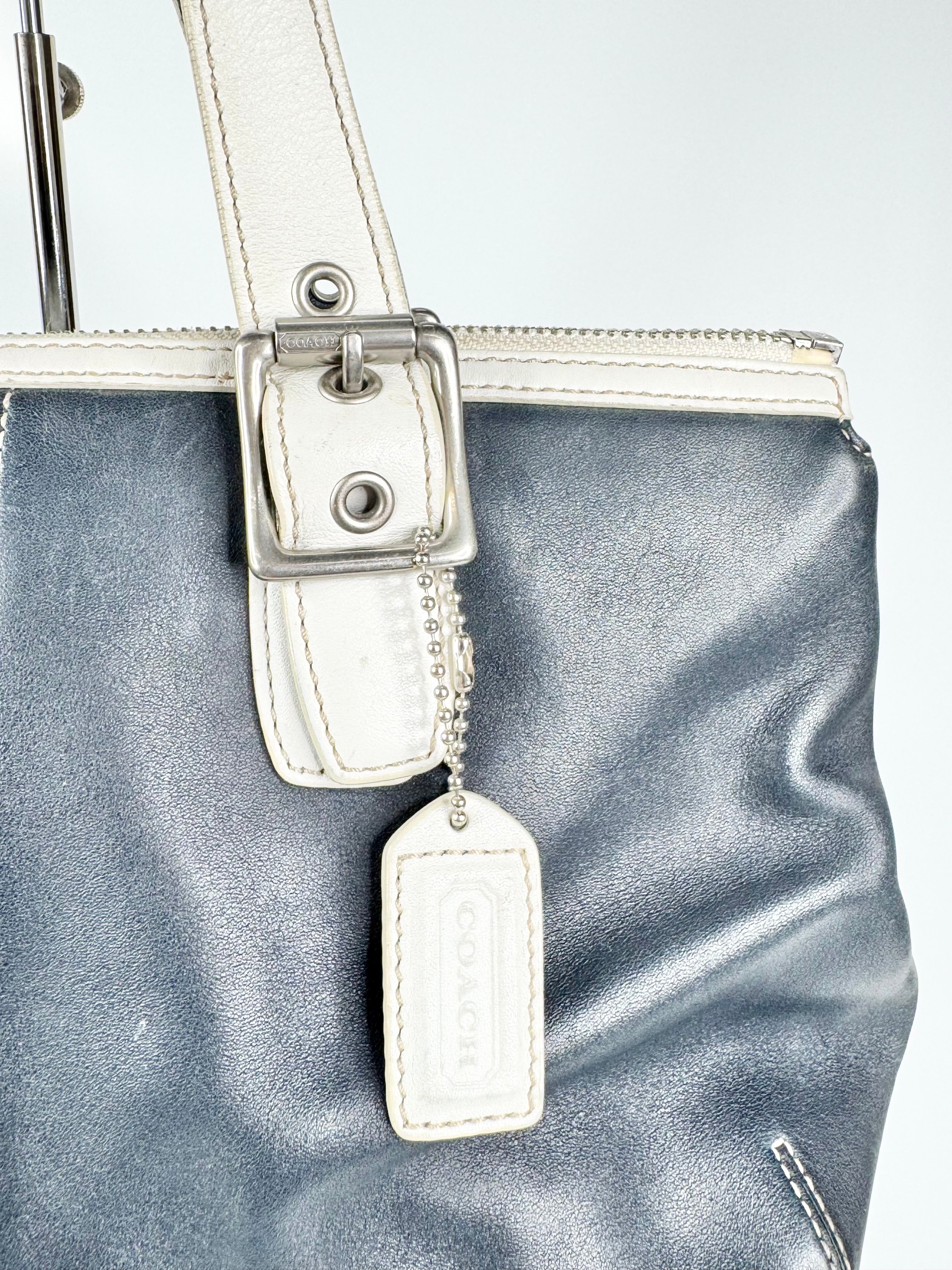 Vintage Coach Blue Black & White Shoulder Bag