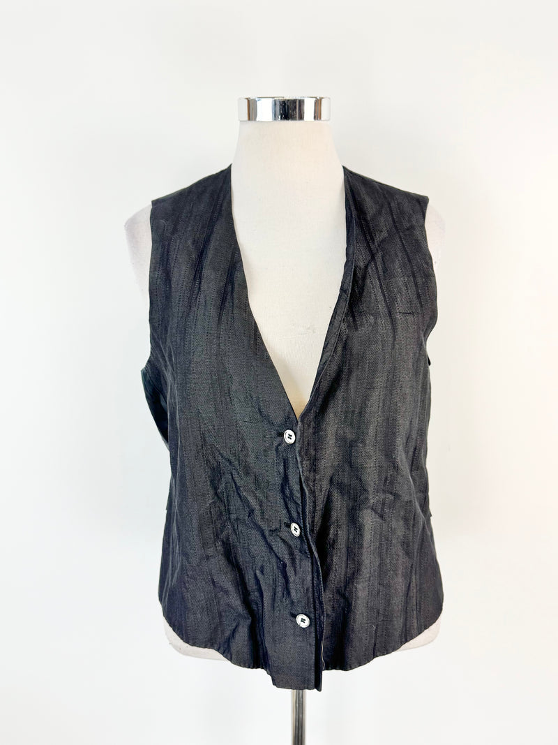 Pal Zileri Black Silk Blend Waistcoat - M