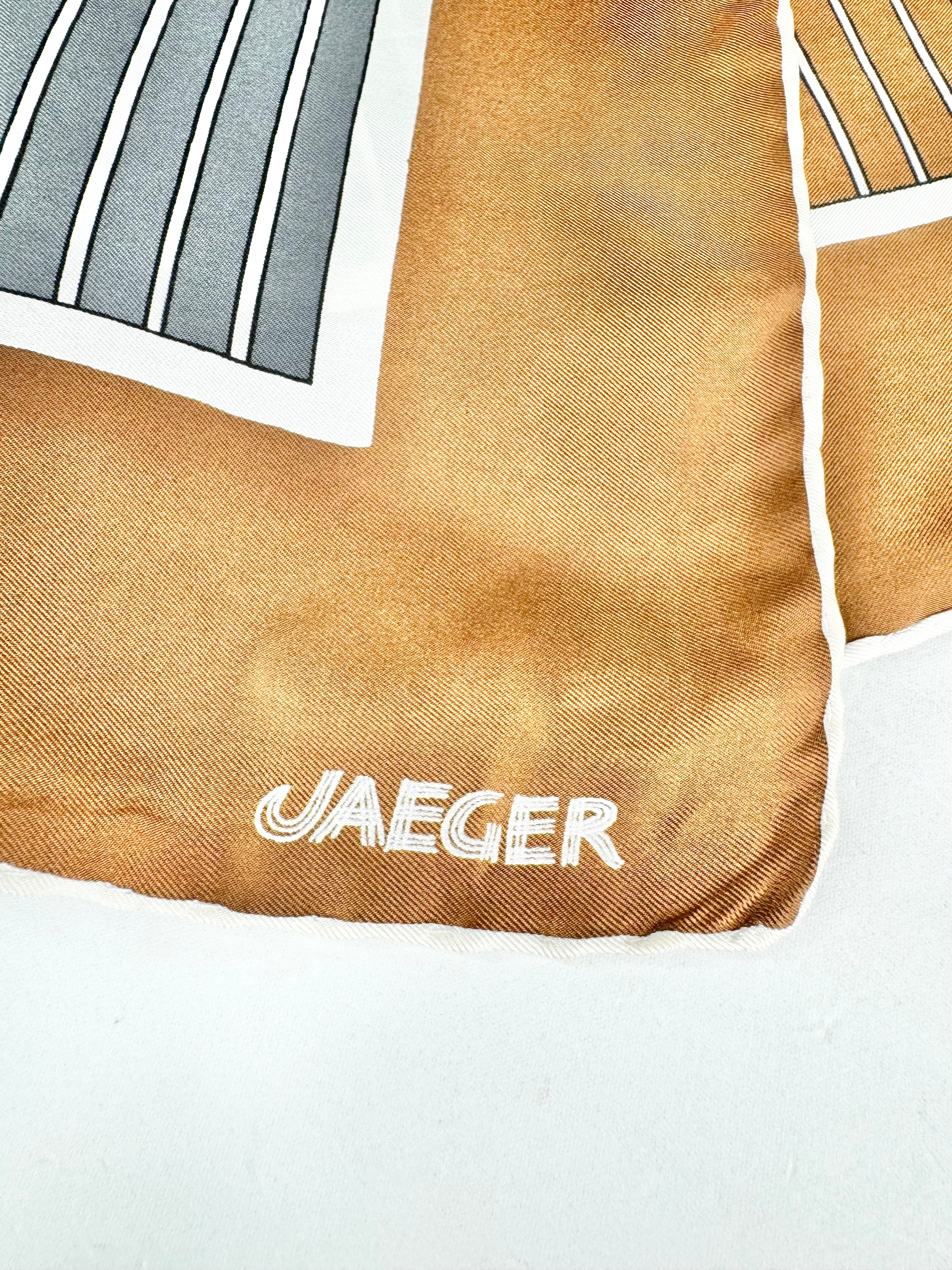 Vintage Jaeger London Silk Block Patterned Scarf