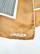 Vintage Jaeger London Silk Block Patterned Scarf