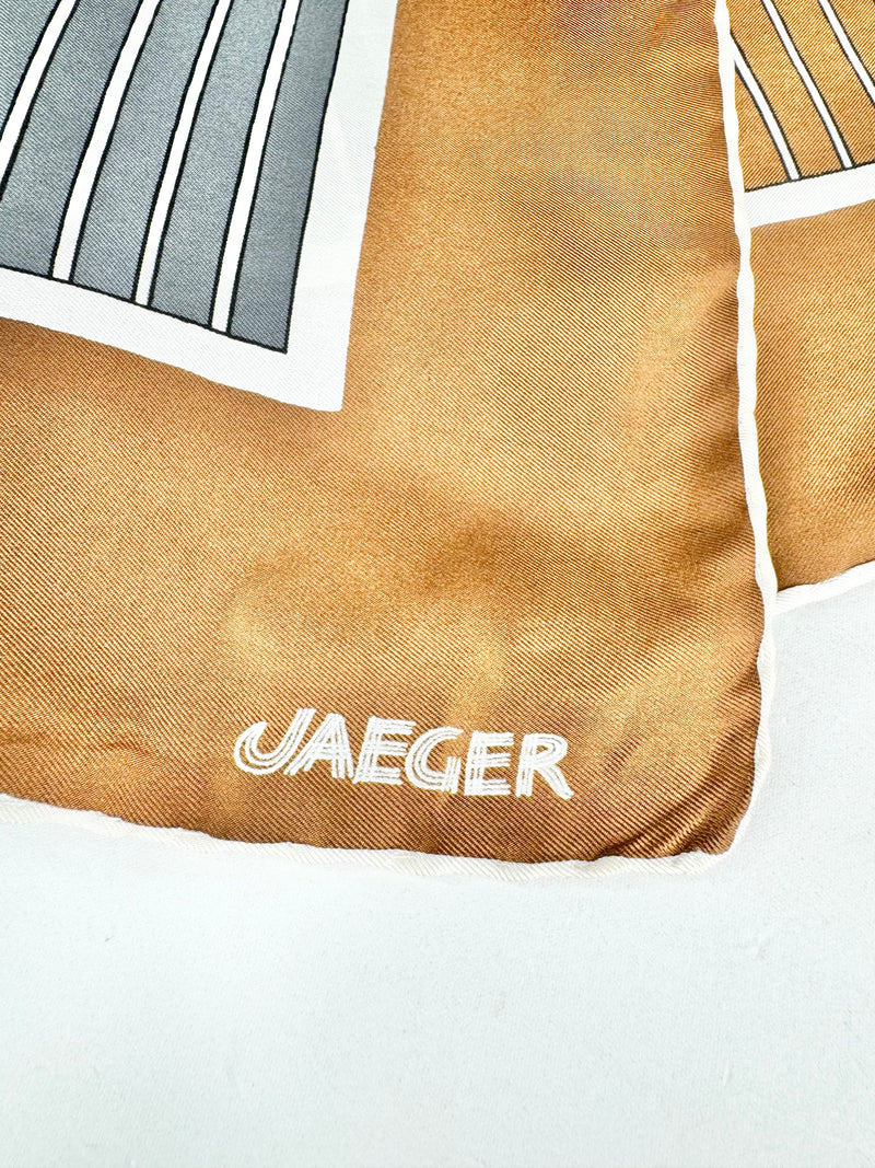 Vintage Jaeger London Silk Block Patterned Scarf
