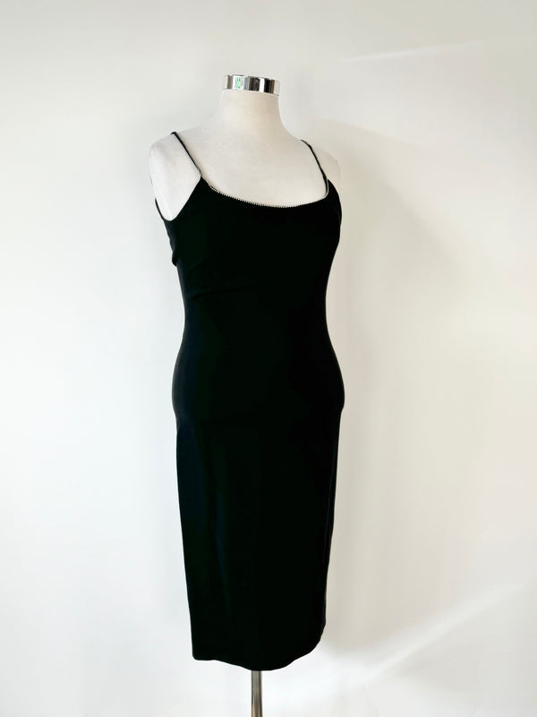 Vintage Moschino Courture Black Jewel Embellished Slip Dress - AU12