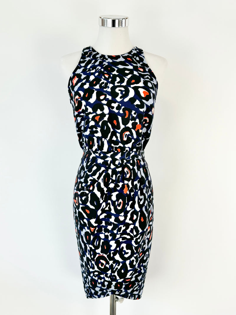 Camilla & Marc Blue Abstract Pattern 'Vivaldi' Halter Neck Dress - AU6