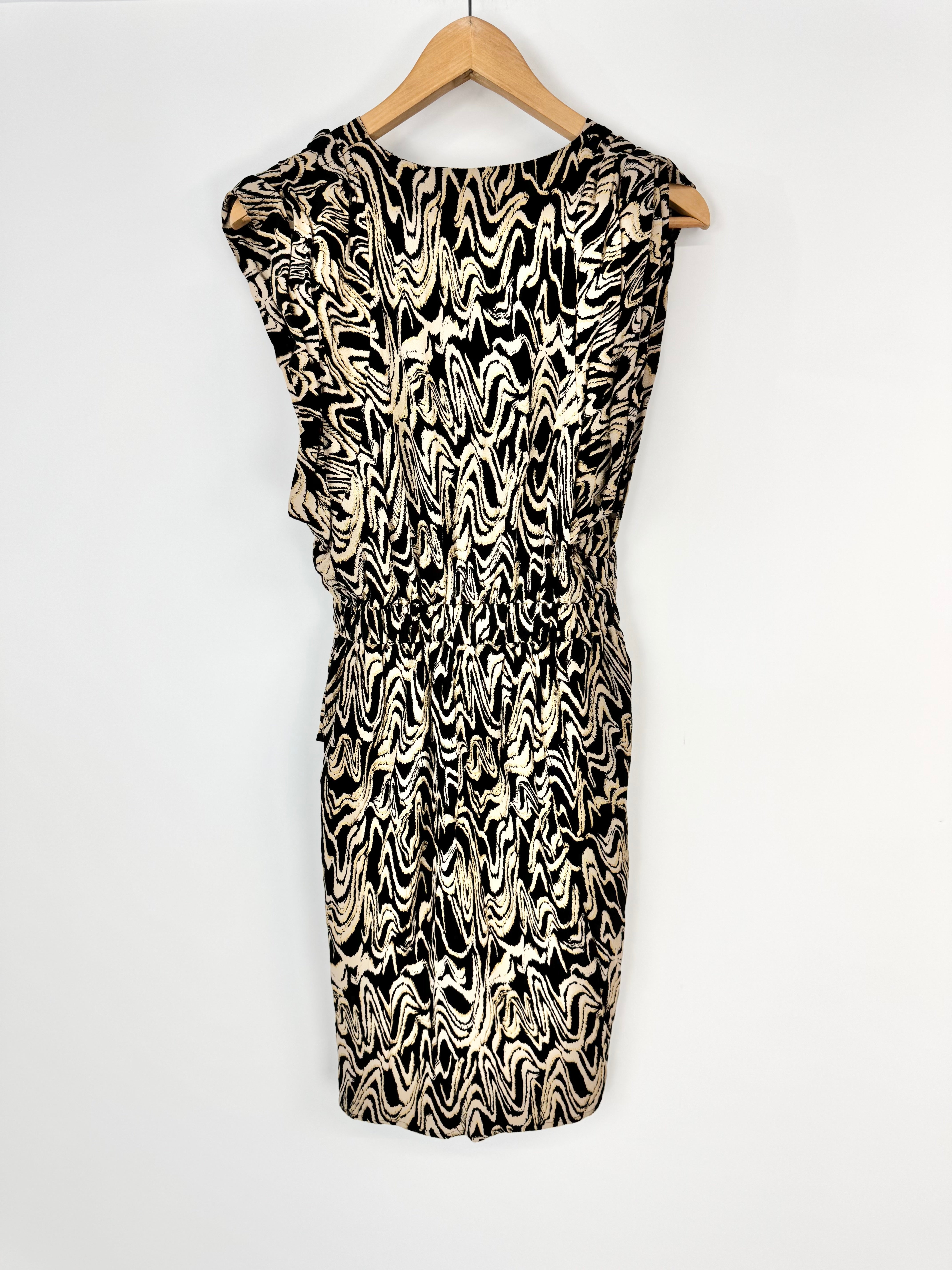 Sass & Bide 'Freedom Rule' Black & Gold Midi Dress - AU6