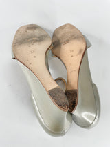 Ombeline Metallic Silver Leather Wedges - EU37.5