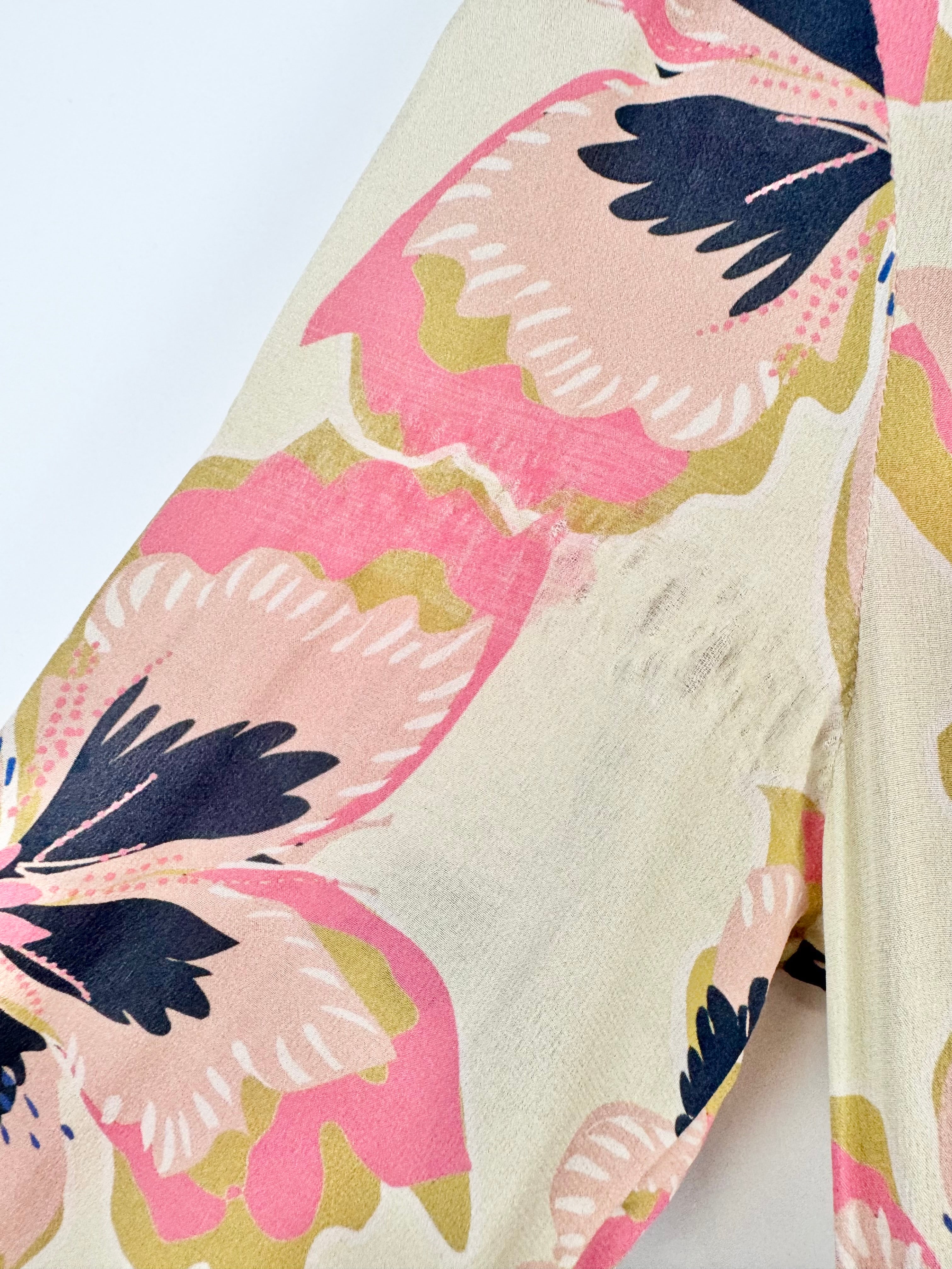 Anna Thomas Long Sleeve Floral Patterned Silk Dress - AU6