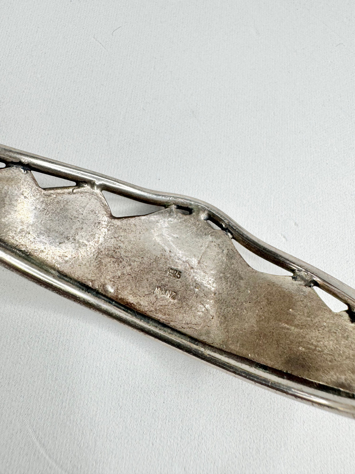 Vintage Silver Art Nouveau Mountain Scene Cuff