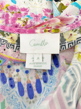 Camilla Silk Floral & Stripe Patterned Playsuit - AU12