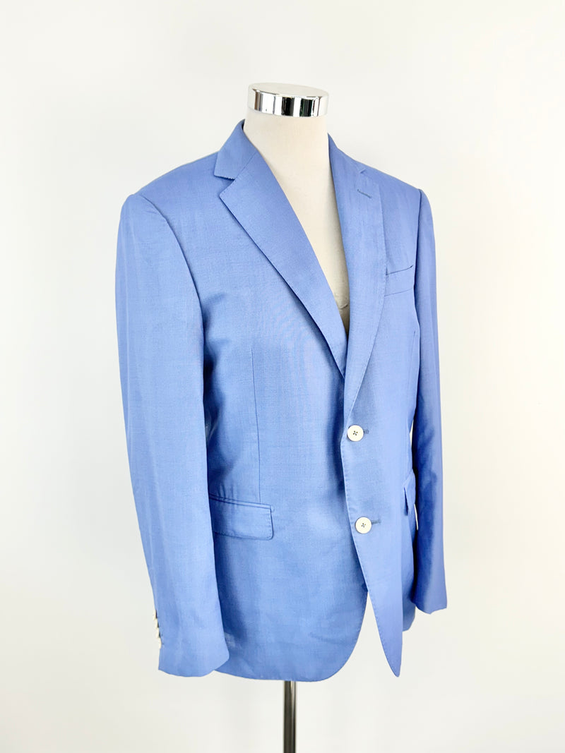 Paul Zileri Cornflower Blue Wool & Silk Blazer - 52R