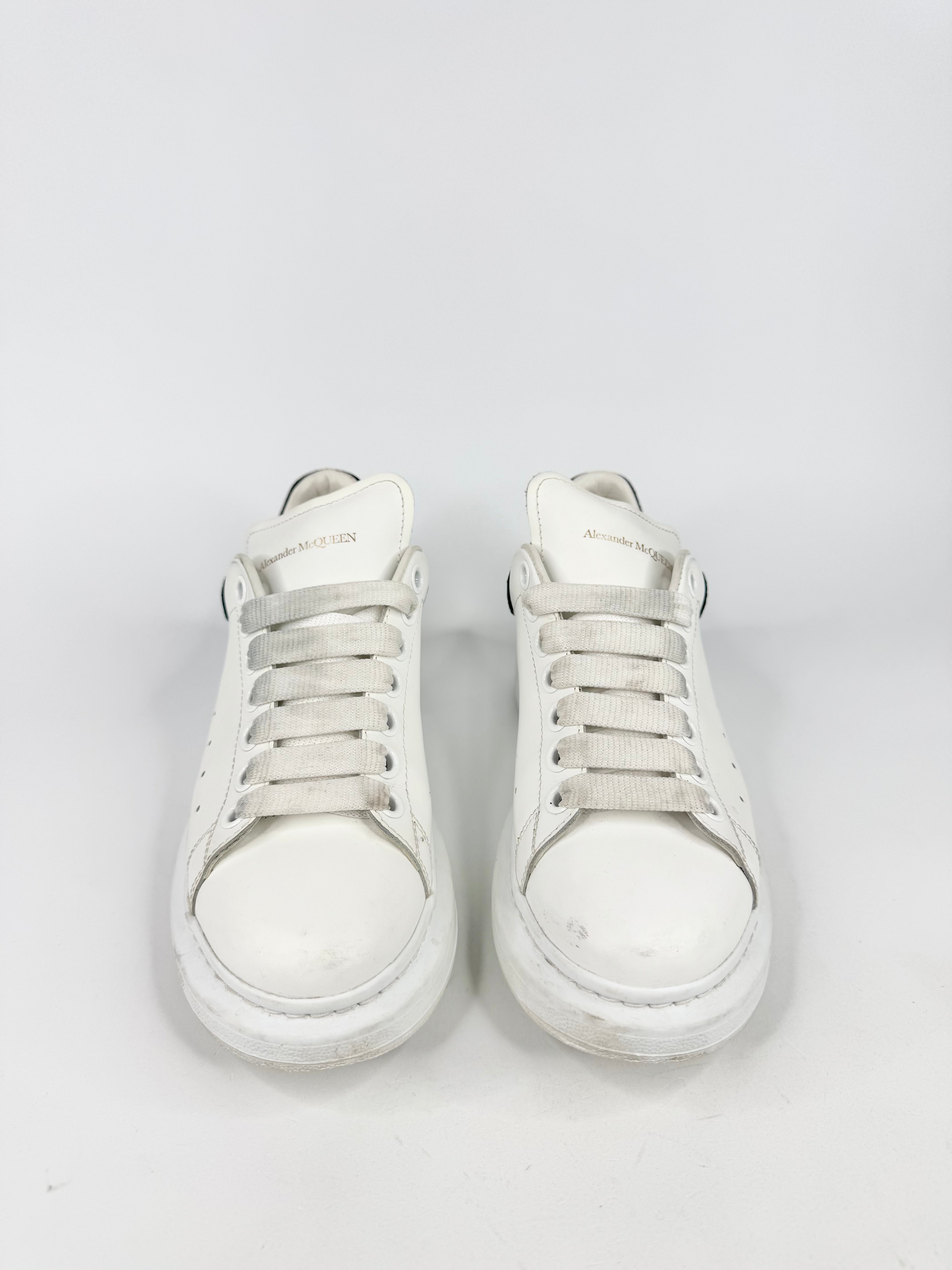 Alexander McQueen White Black Suede Trim Oversized Sneakers - EU37