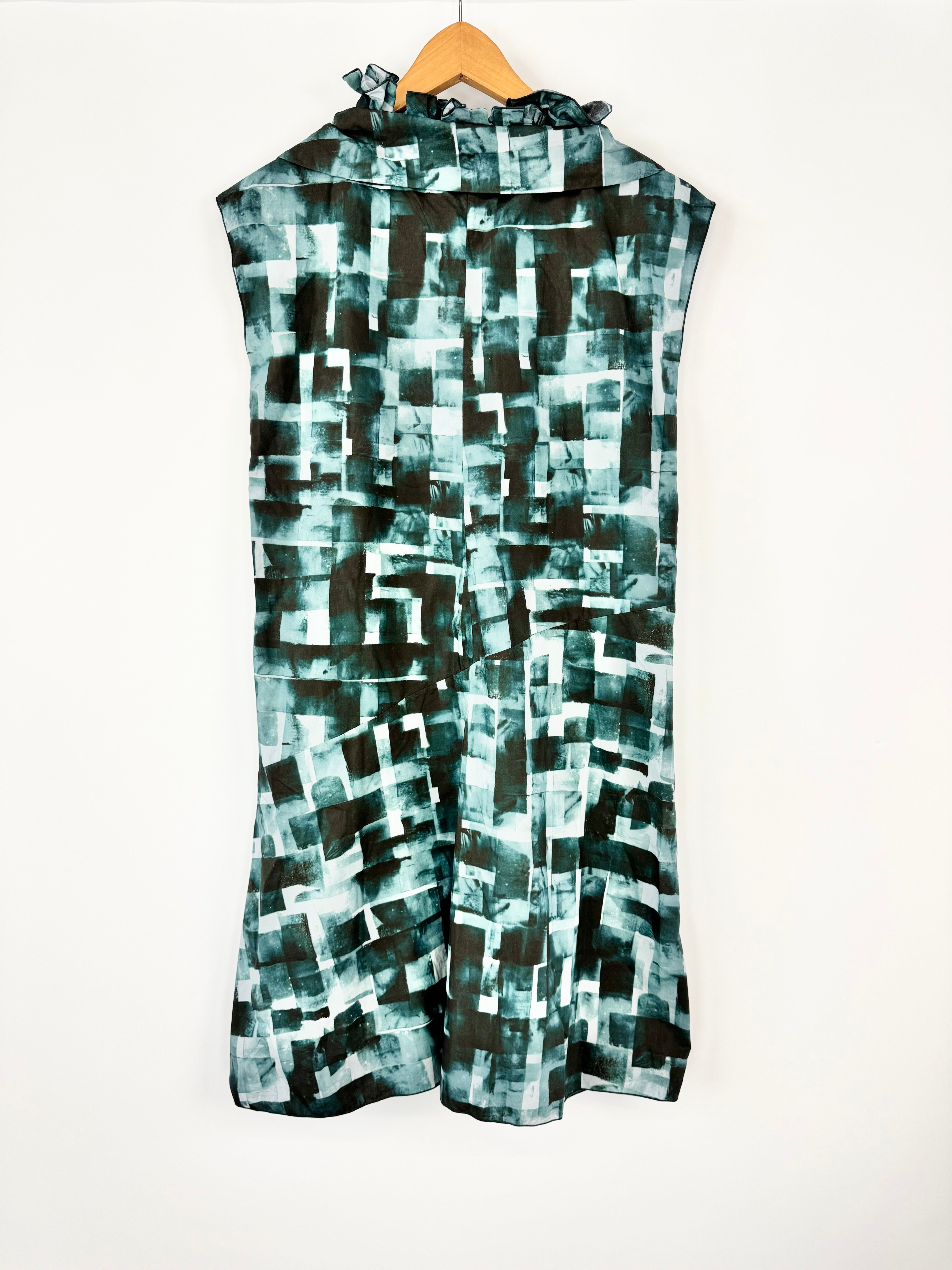 Marni Blue Abstract Pattern Sleeveless Dress - AU8/10