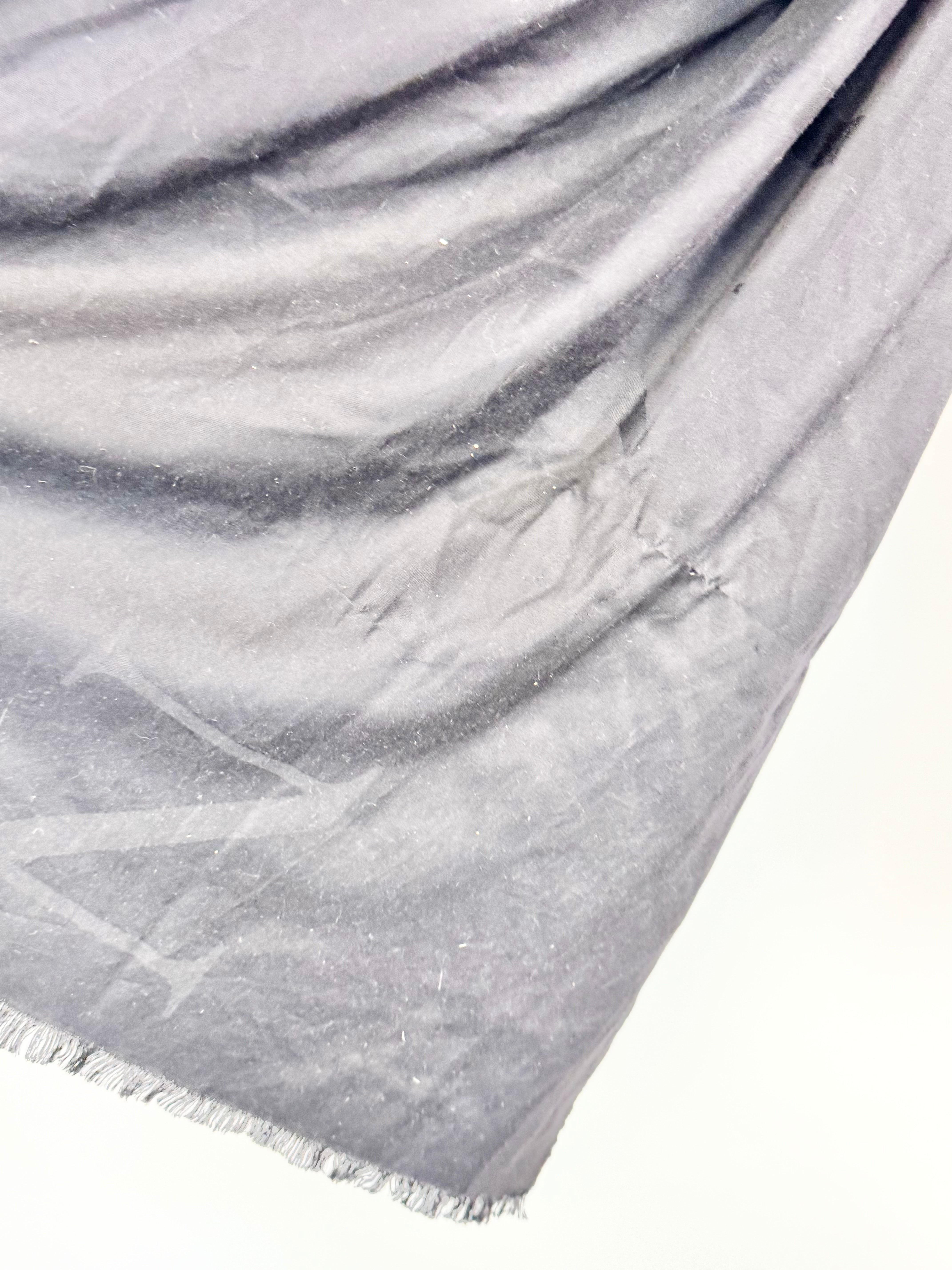 Oroton Black Silk Raw Hem Shawl