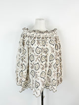 Zimmermann White Embroidered Peasant Top - AU8/10