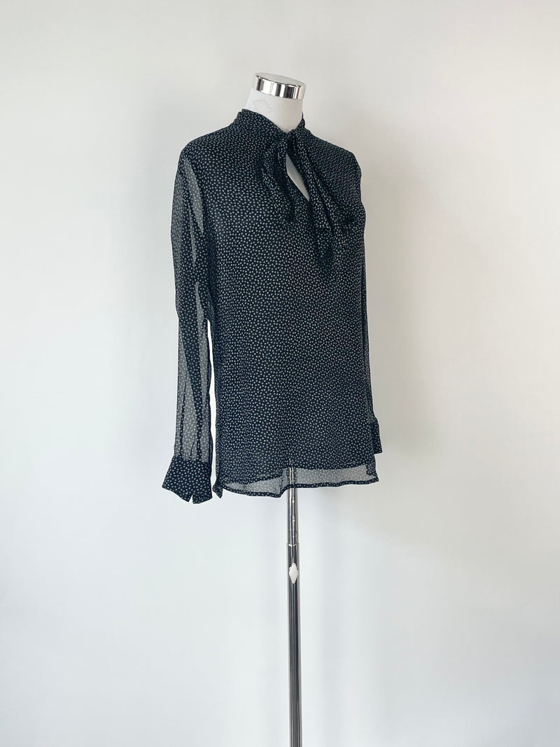 L.K. Bennett Black Silk Sheer 'Harriet' Blouse - AU10