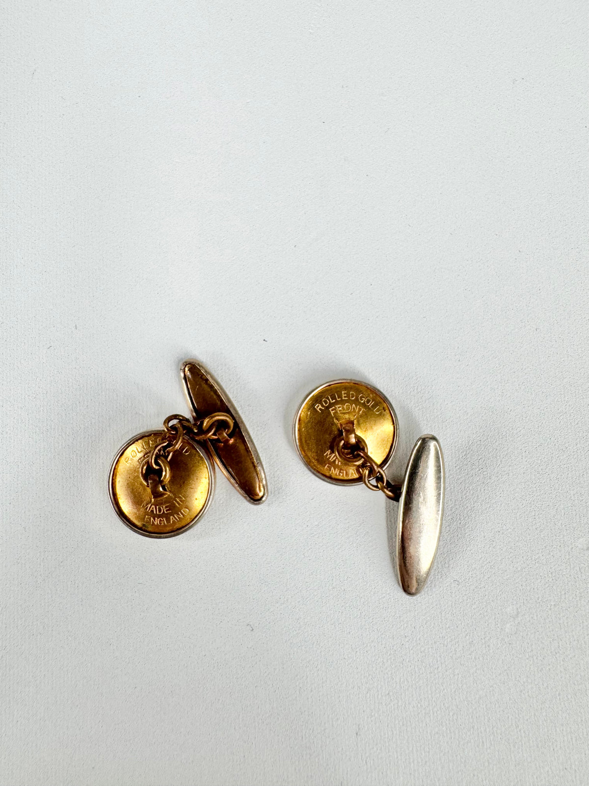 Vintage English Rolled Gold & Shell Cufflinks