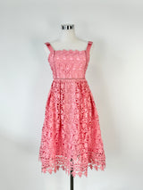 Self-Portrait Coral Pink Lace Covered Dress - AU10/12