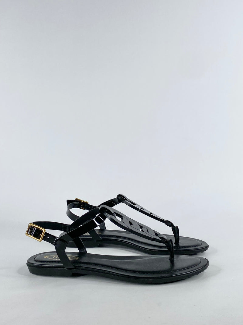 Tod's Black Patent Leather Sandals NWT - EU36
