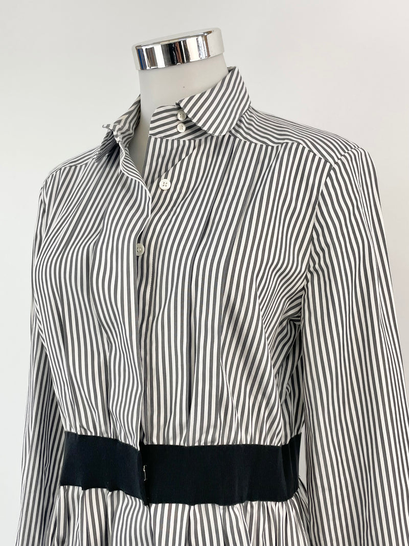 Maison Kitsune Grey & White Striped Shirt Dress - AU8