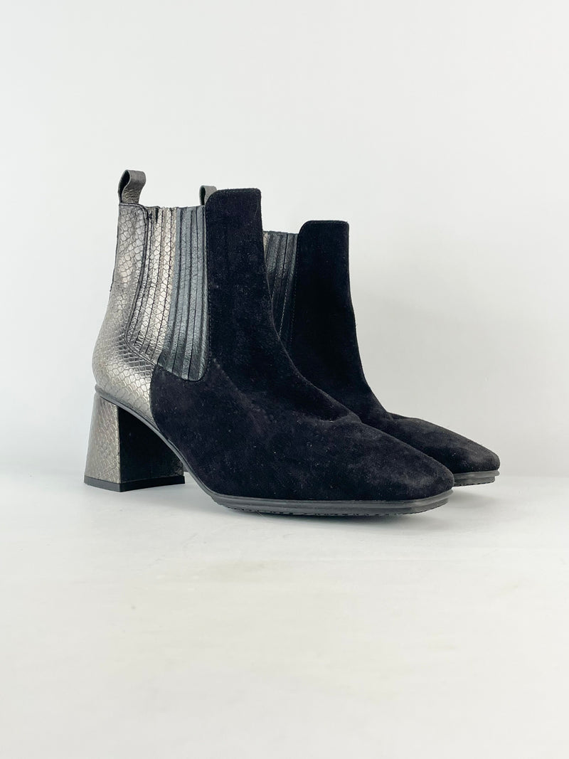 Hispanitas Black & Silver Suede Ankle Boots - EU38
