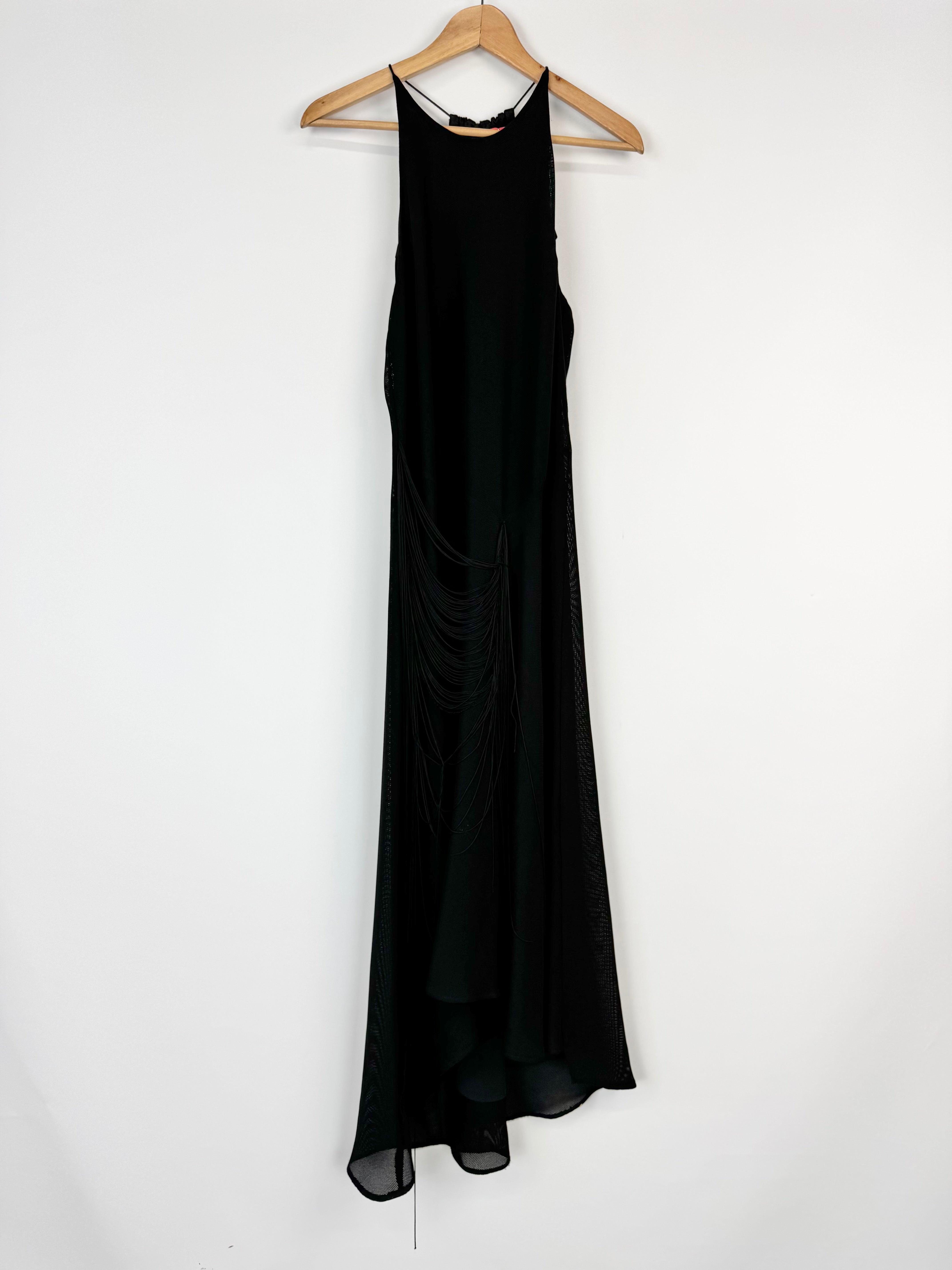 Manning Cartell Black Fringed Halter Neck Maxi Dress - AU10