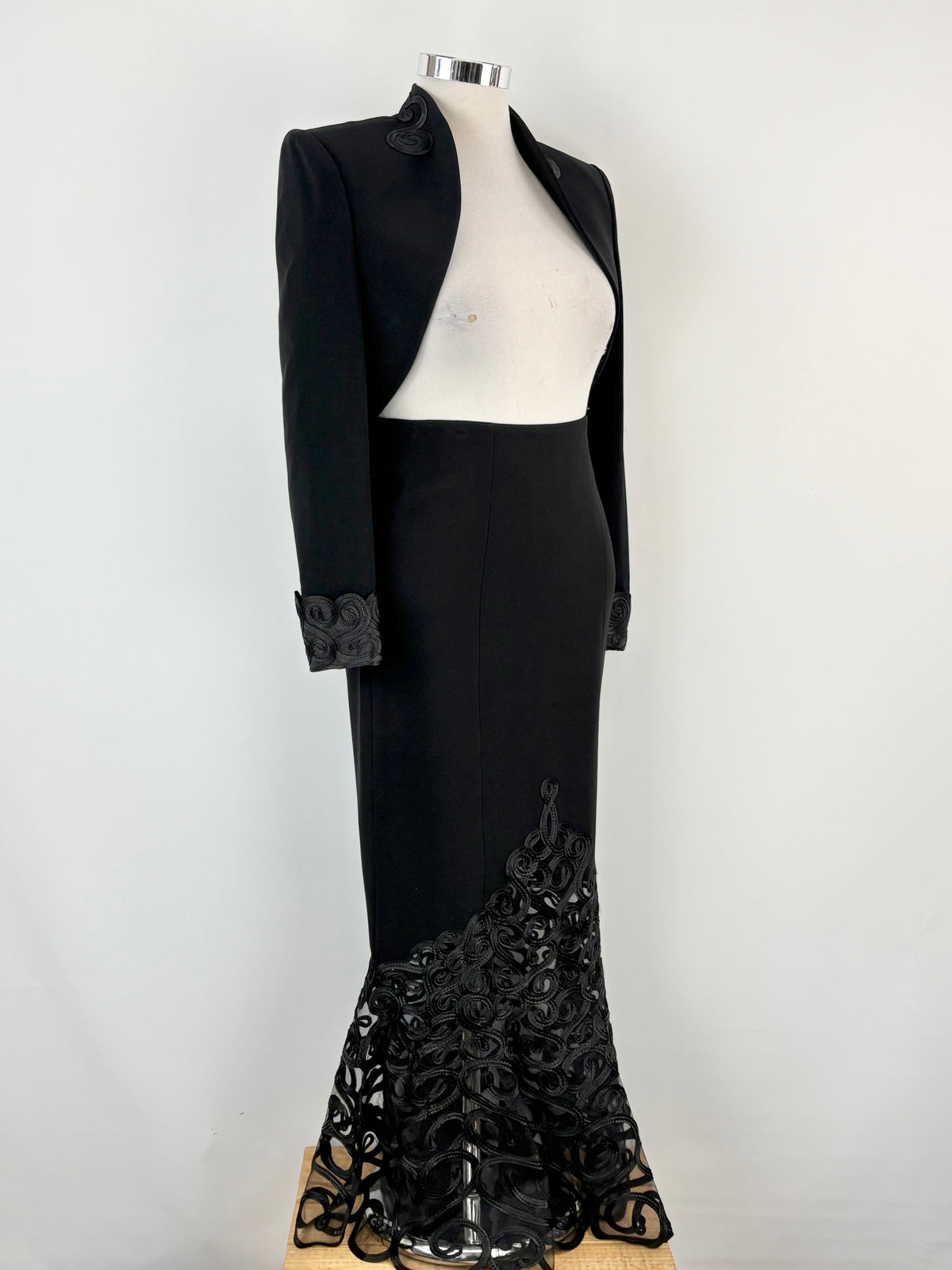 Vintage Parisian Cropped Jacket & Embroidered Lace Skirt - AU8/12