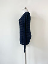 Armani Exchange Navy Blue Knit V-Neck Sweater - XS