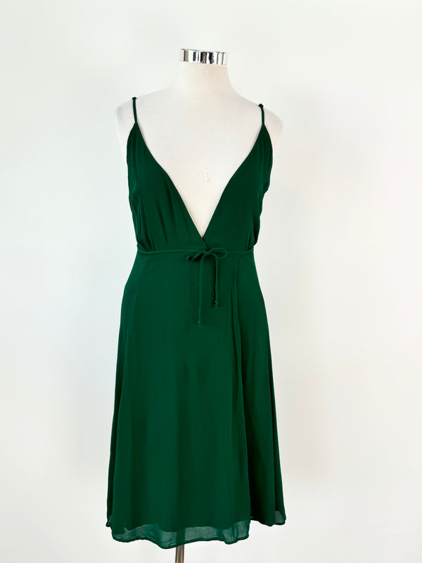 Reformation Forest Green Viscose Wrap Dress - AU10