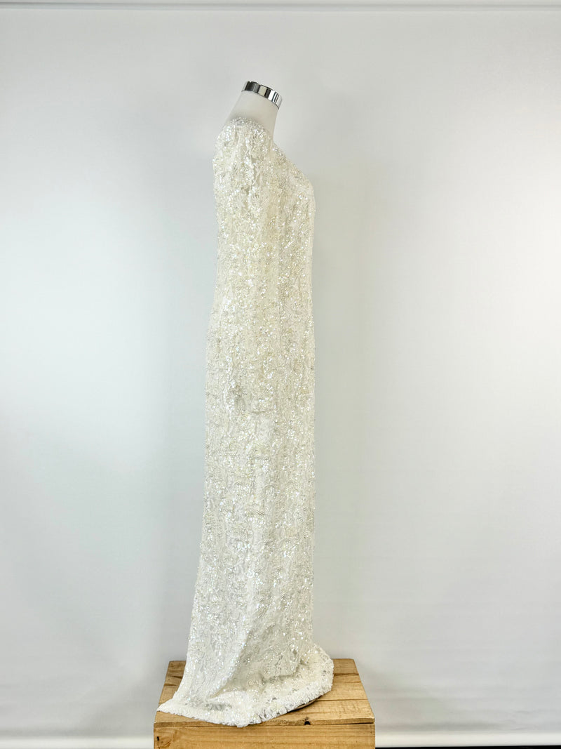 Vintage Ronny's Fashion White Sequin Embroidered Gown - AU8