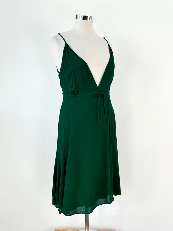 Reformation Forest Green Viscose Wrap Dress - AU10