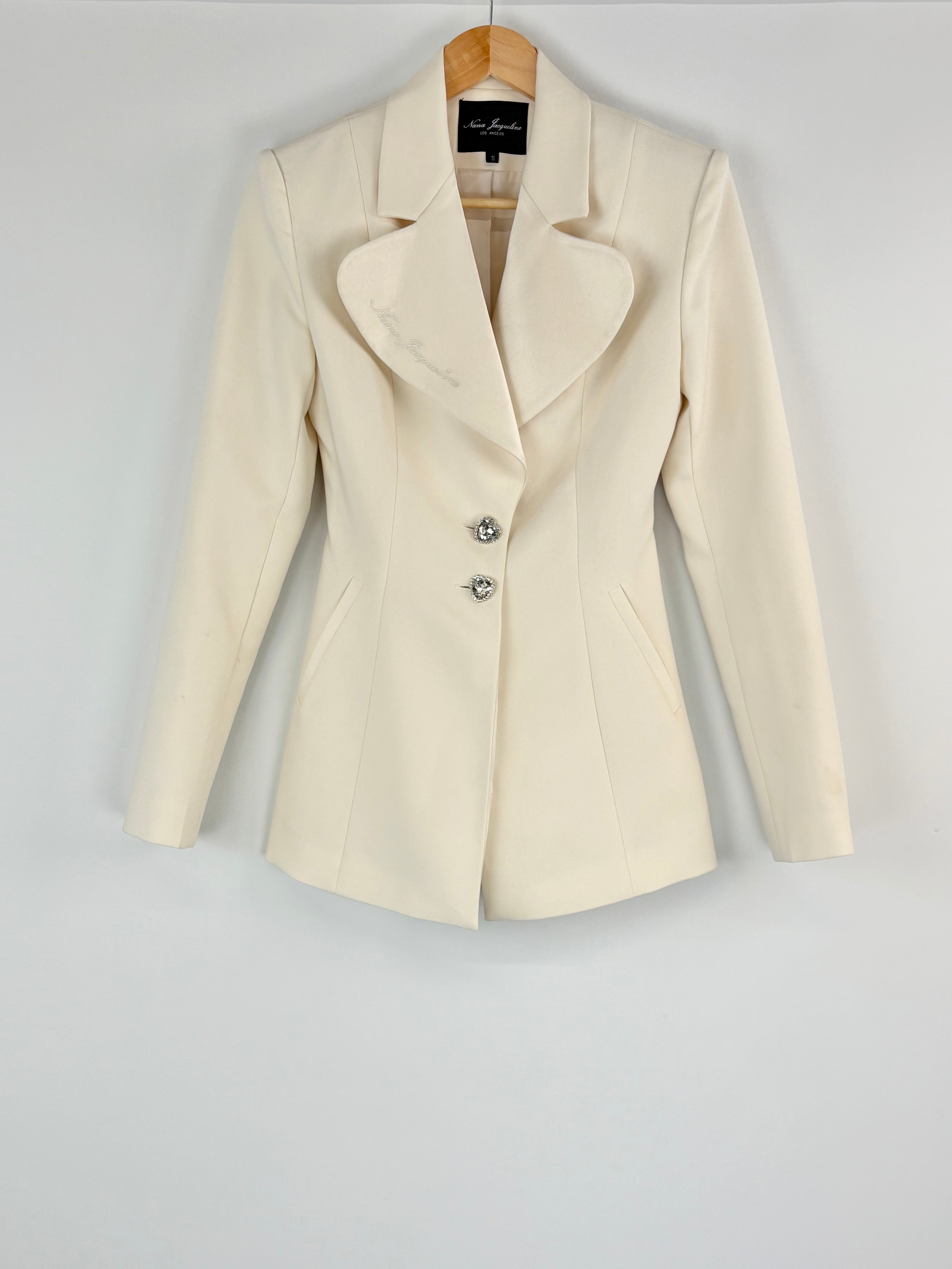Nana Jacqueline Cream Satin Formal Suit Jacket - AU4/6