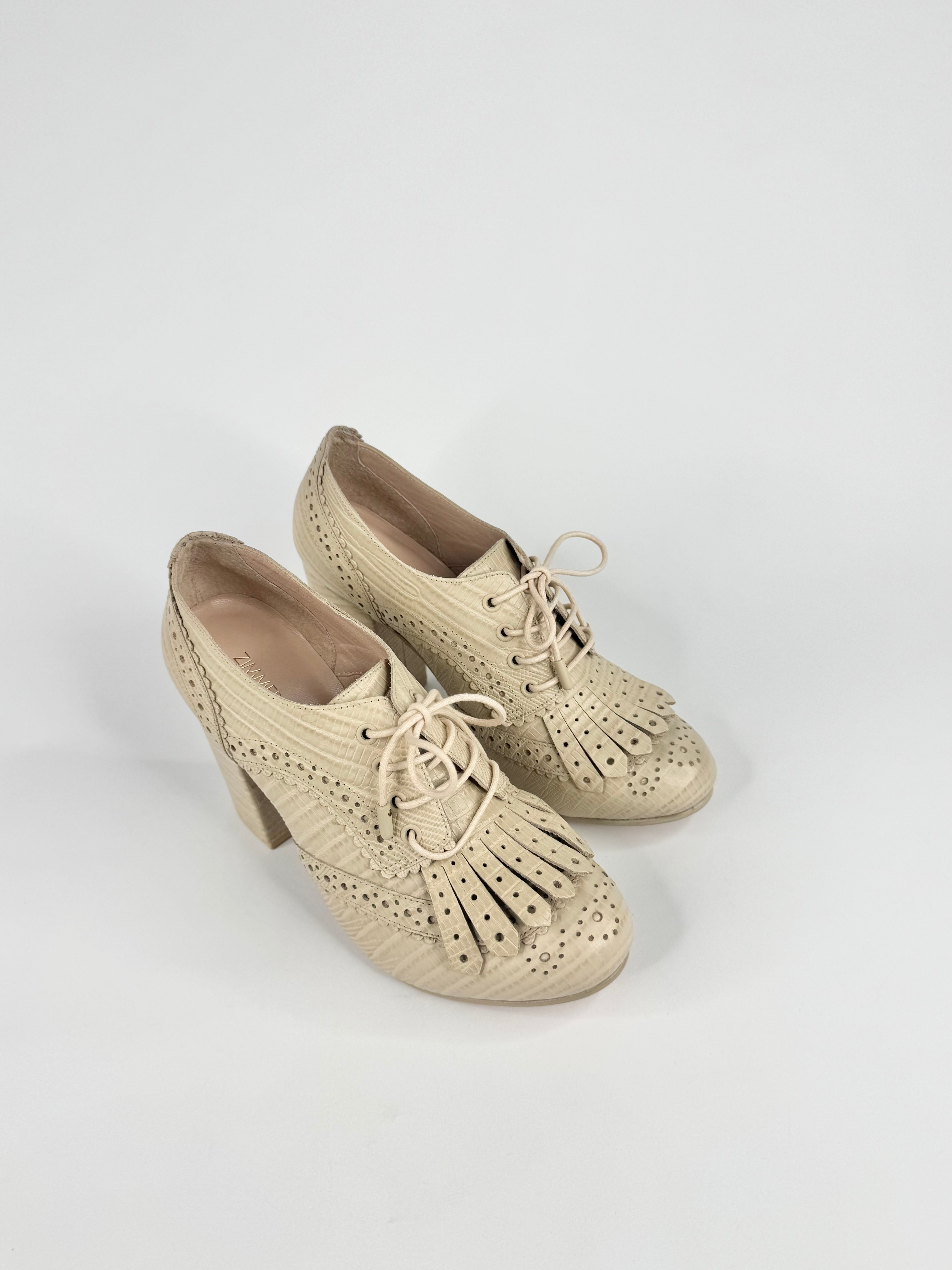 Zimmermann Beige Brogue Embossed Leather Heels NWT - EU37