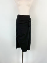 Helmut Lang Stretchy Black Knot-Detail Midi Skirt - AU8
