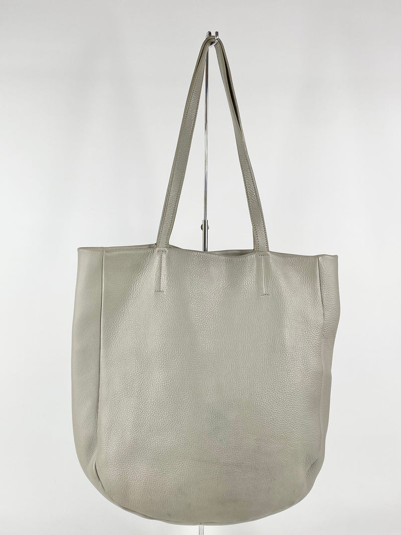 Status Anxiety Stone Grey Grained Leather Tote Bag