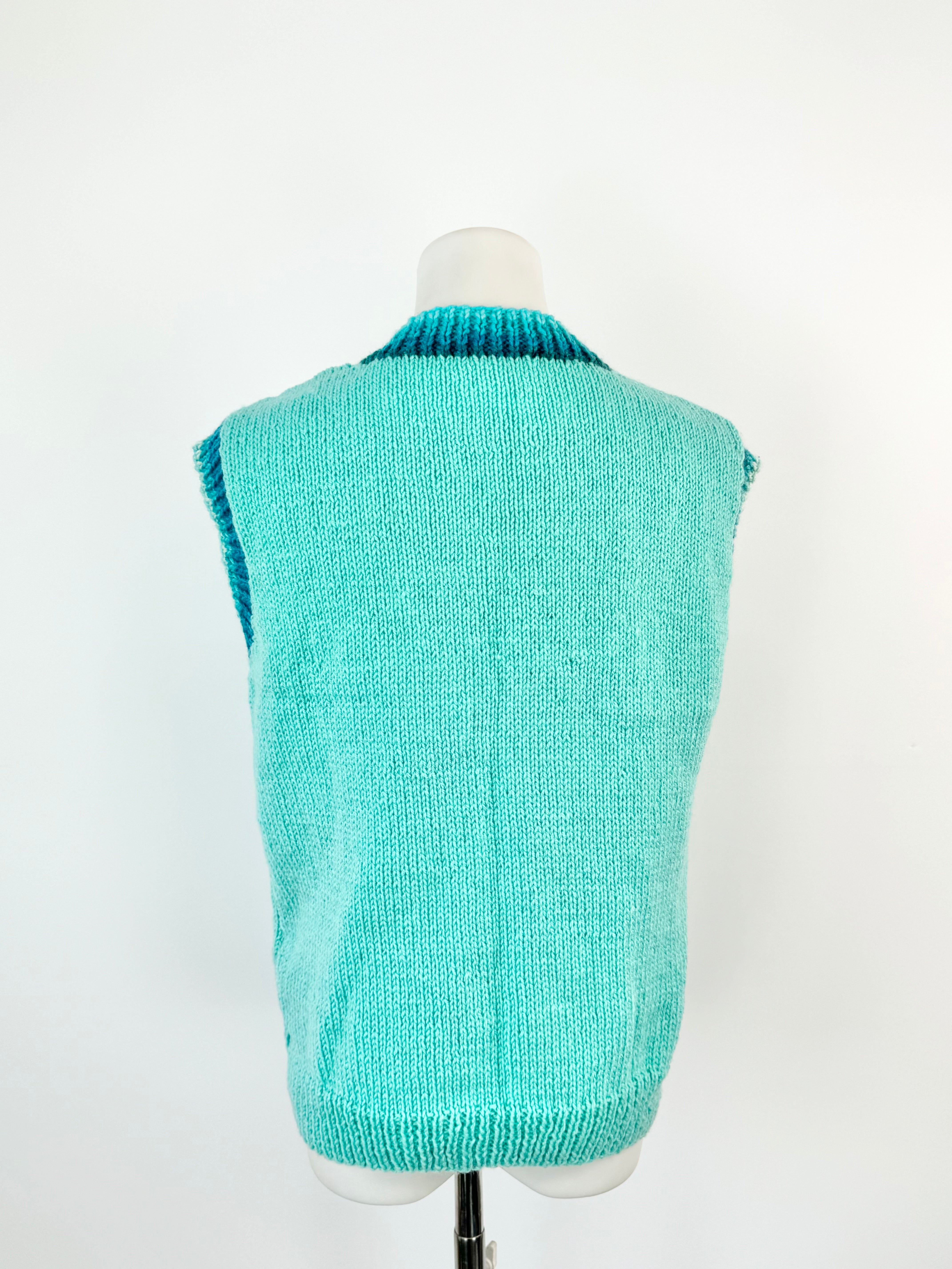 Vintage Acrylic Aqua Knit Vest - M