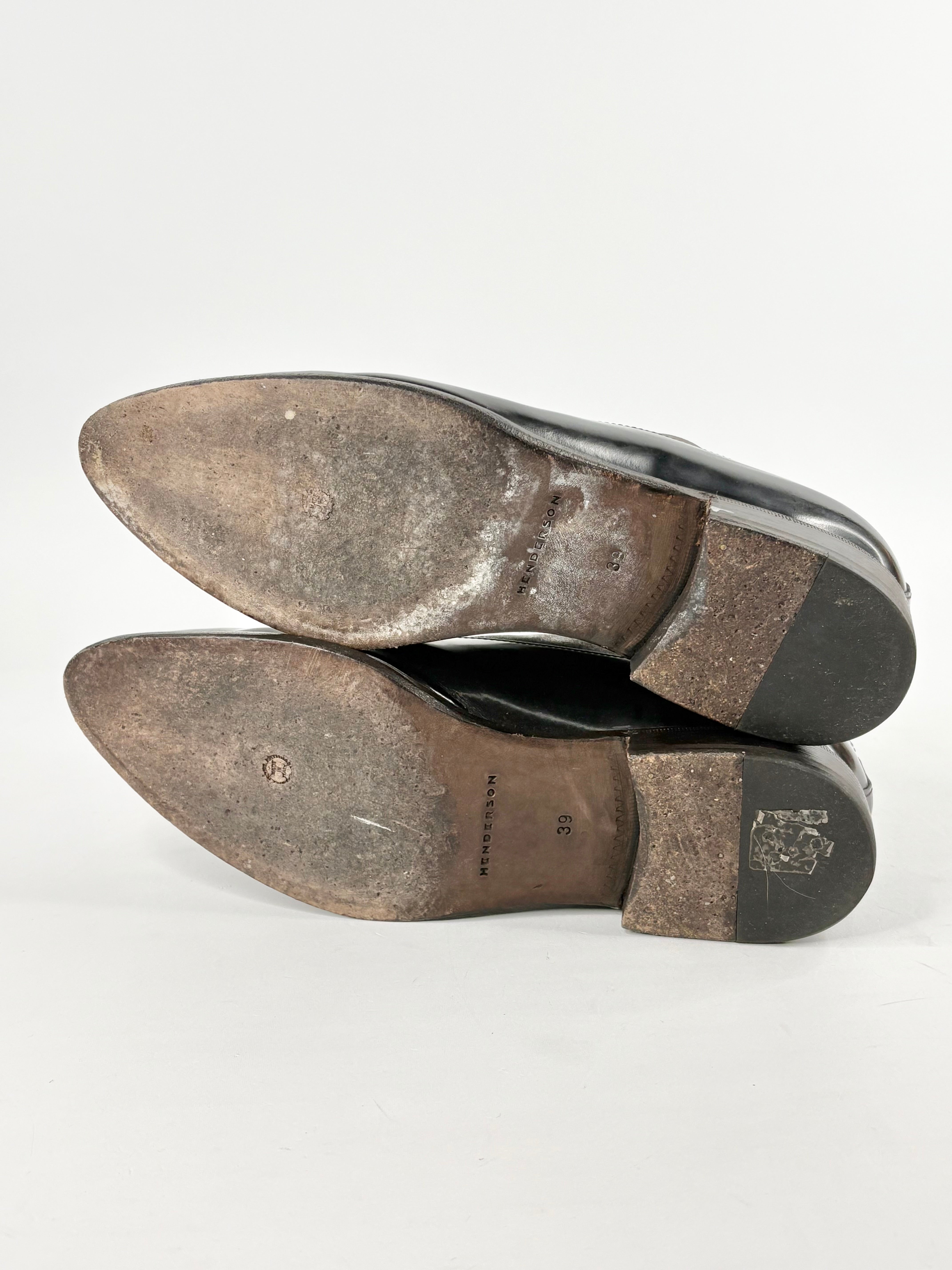 Henderson Baracco Black & Brown Leather Pointed-Toe Lace Ups - EU39