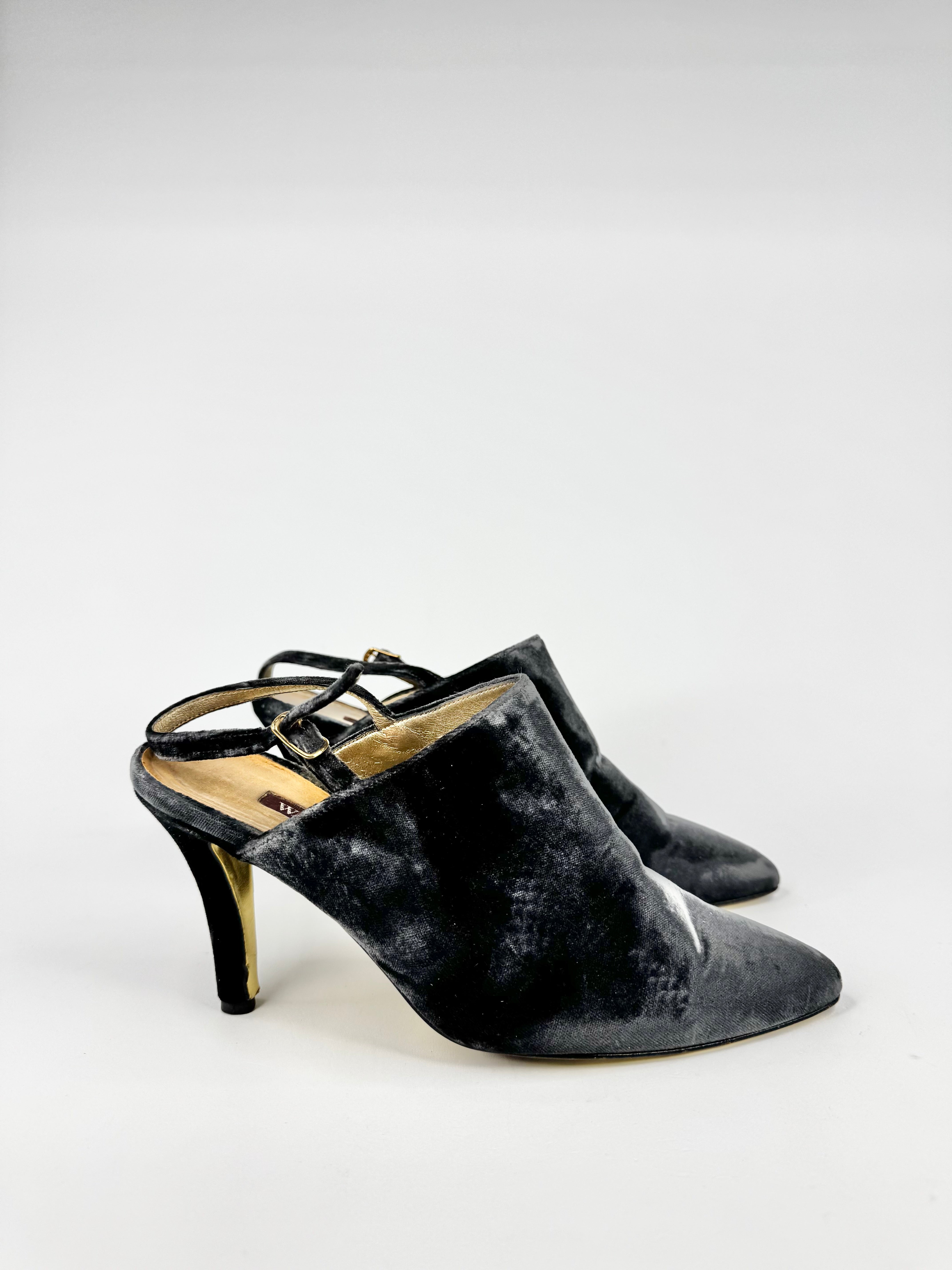 Walter Steiger Cloud Grey Velvet Stilettos - EU38.5