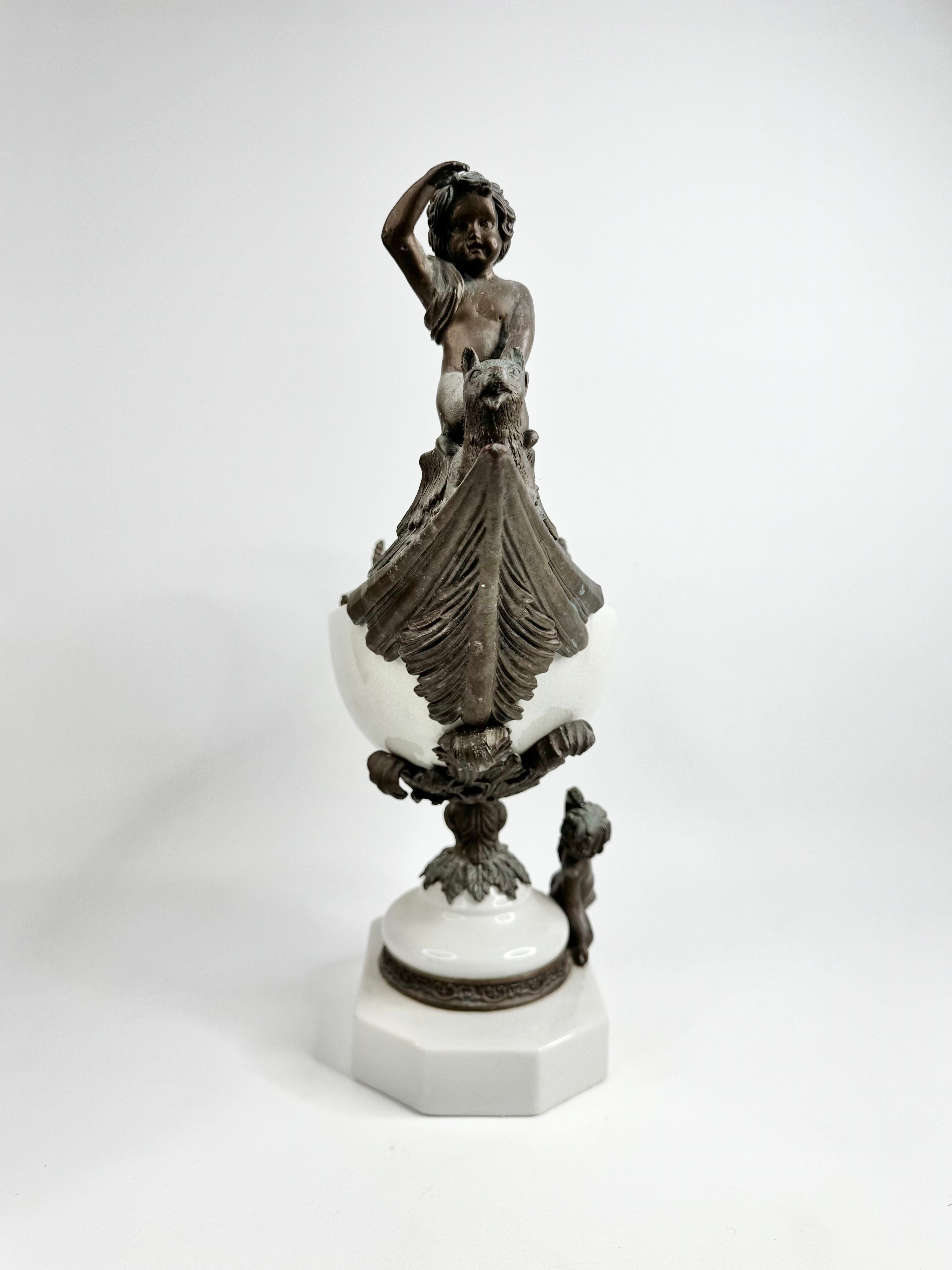 Vintage R.M. Hall Pty Ltd Art Nouveau Style Cherub Gondola Centrepiece Bowl