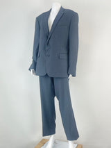 Van Heusen Black Label Navy Blue Micro-Circle Pattern Wool 2pc Suit - XL