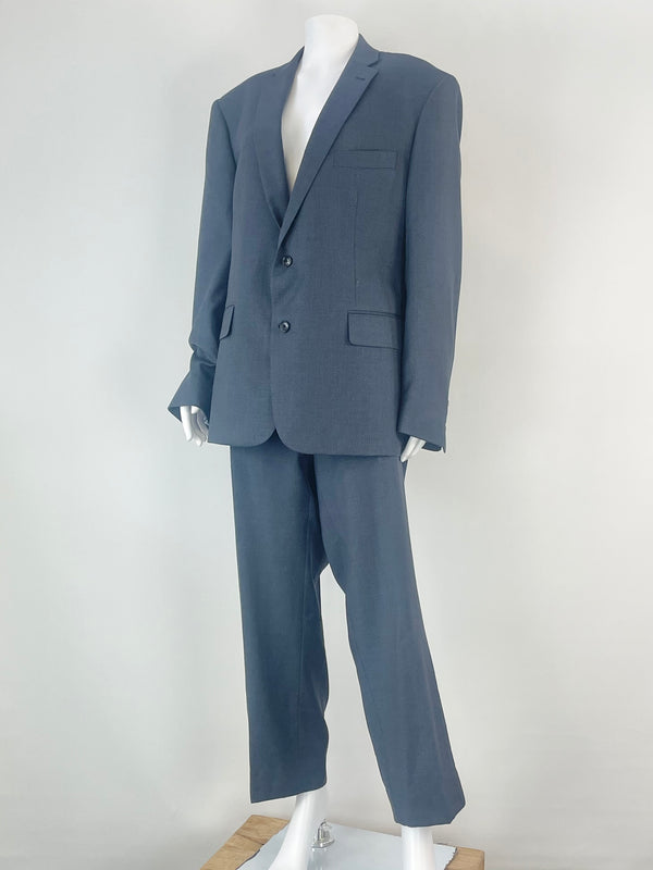 Van Heusen Black Label Navy Blue Micro-Circle Pattern Wool 2pc Suit - XL