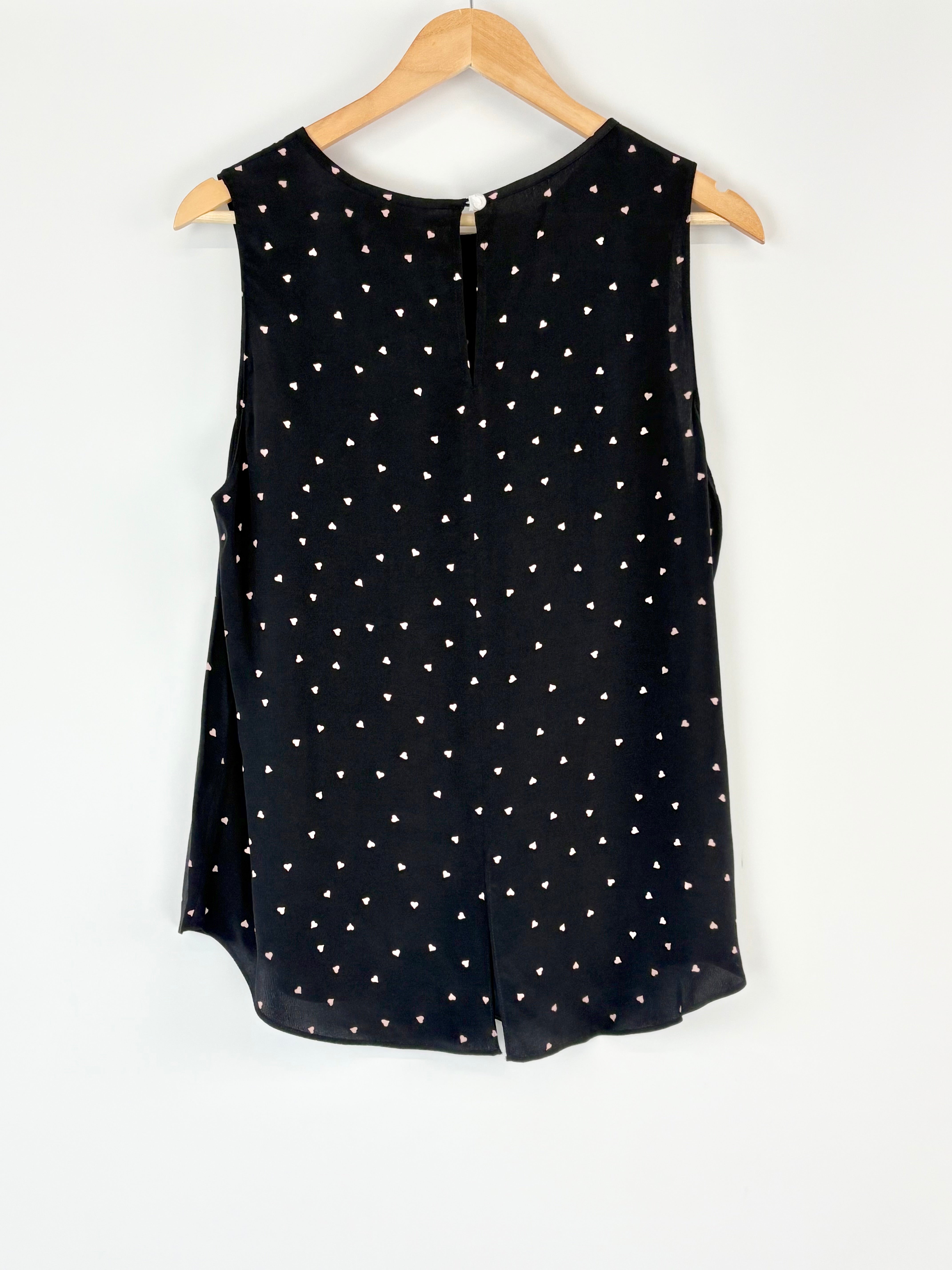 Veronika Maine Black & Pink Hearts Sleeveless Top - AU12