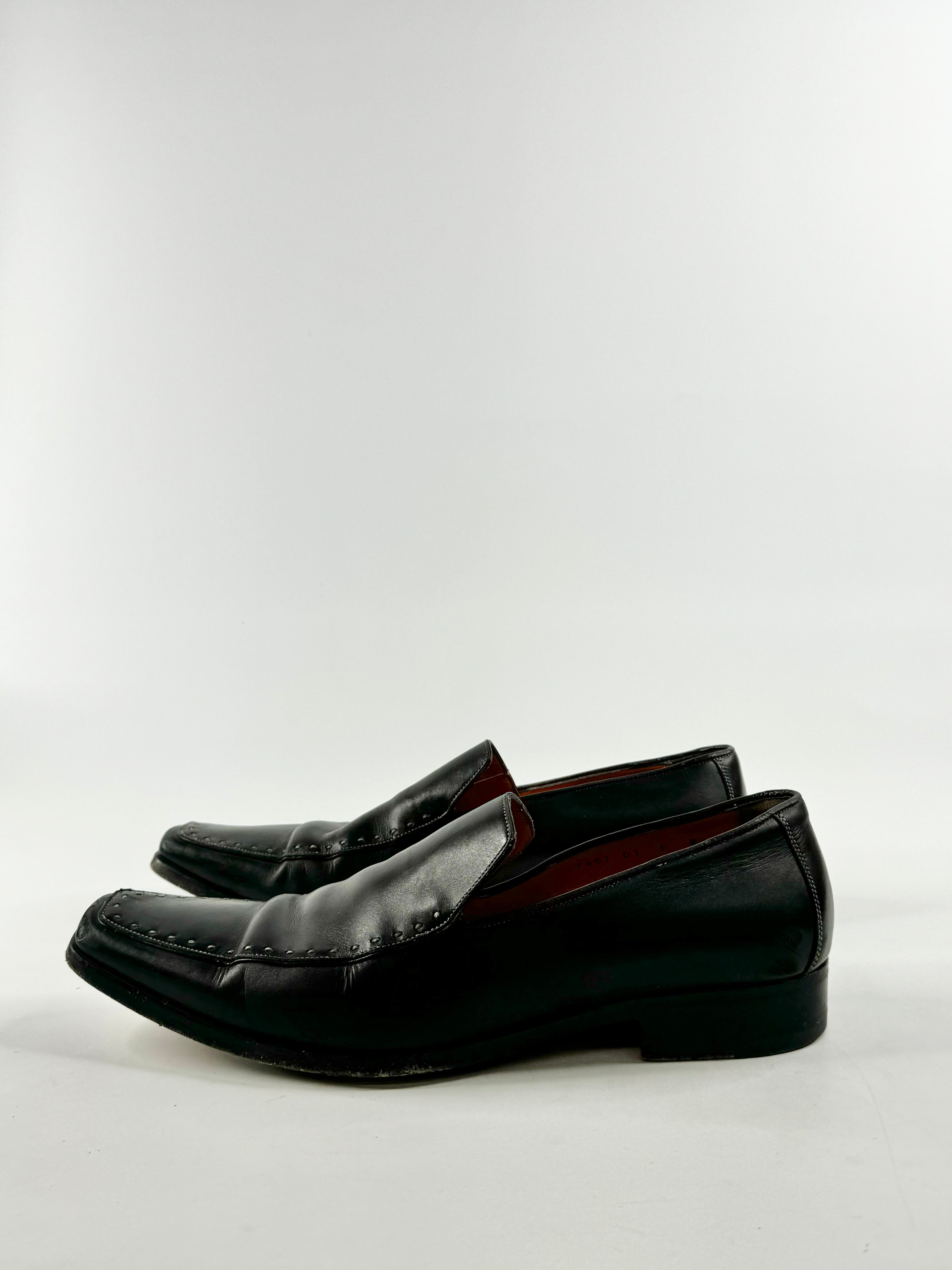 Black Elongated Grey Stitch Loafers - EU41