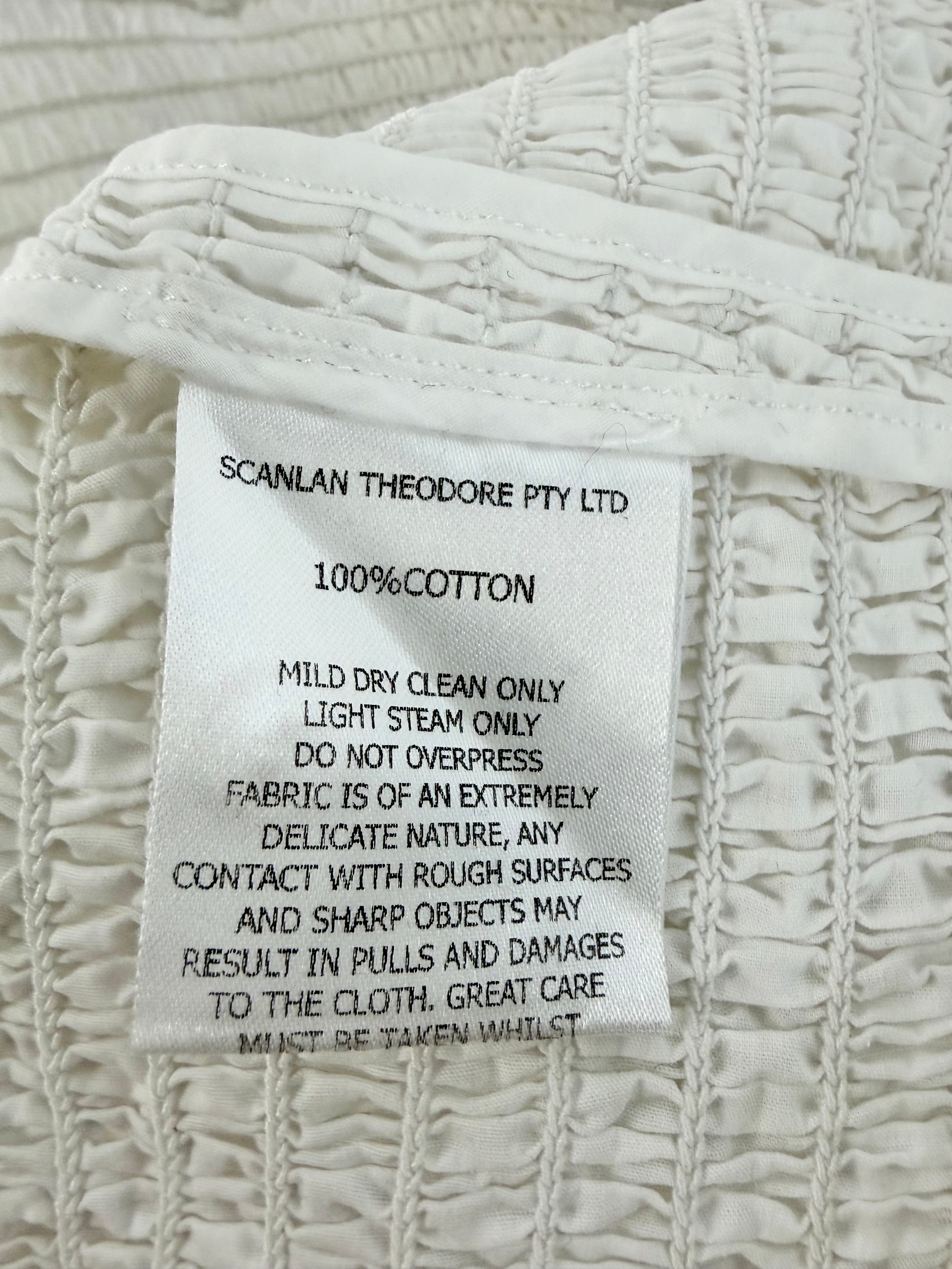 Scanlan Theodore White Shirred Puff Shoulder Blouse - AU8